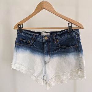 Free People blue and white ombre denim shorts